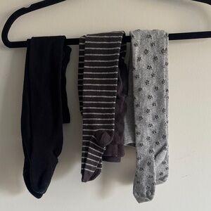 Zara Kid Tights Bundle Toddler Girl Size 2-4 Years Winter Knit Black Grey Floral